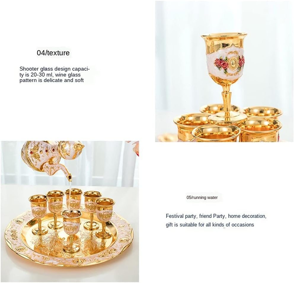 Metal Wine Set Liquor Tray Gift Russian Wine Set High-End European-Style Antique Zinc Wine Jug Wine Glass (Color : C) (B)