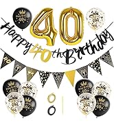 GoldRock 40 Geburtstag Männer Frauen Deko, Luftballons Geburtstag 40 Jahre, Deko 40 Geburtstag Ma...