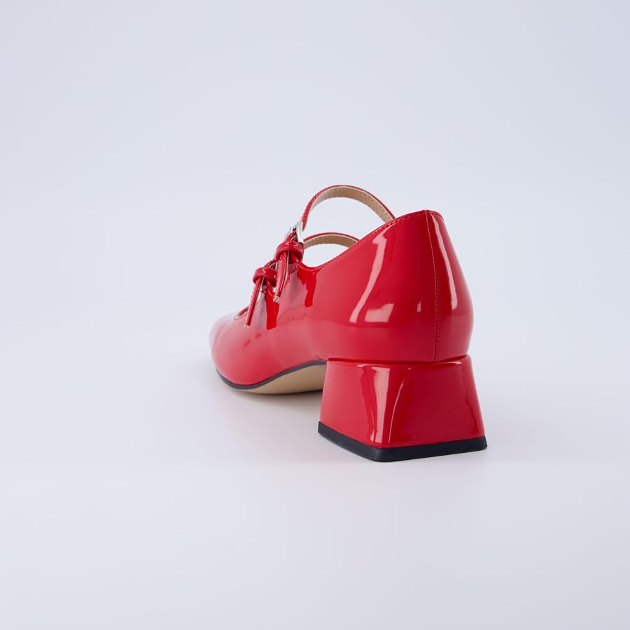 CUSHIONAIRE Twiggy Mary Jane Pumps Damen – Mit Memory Foam, Verstellbarem Riemen, Veganem Lackleder, 5 Cm Absatz
