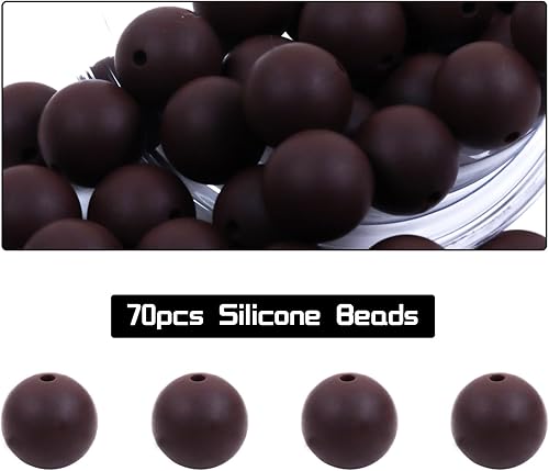 Miniatura 3 de HGUAN 70 cuentas redondas de silicona de 0.59 pulgadas (0.591 in) adecuadas para llaveros hechos a mano, pulseras, collares, joyas, proyectos de