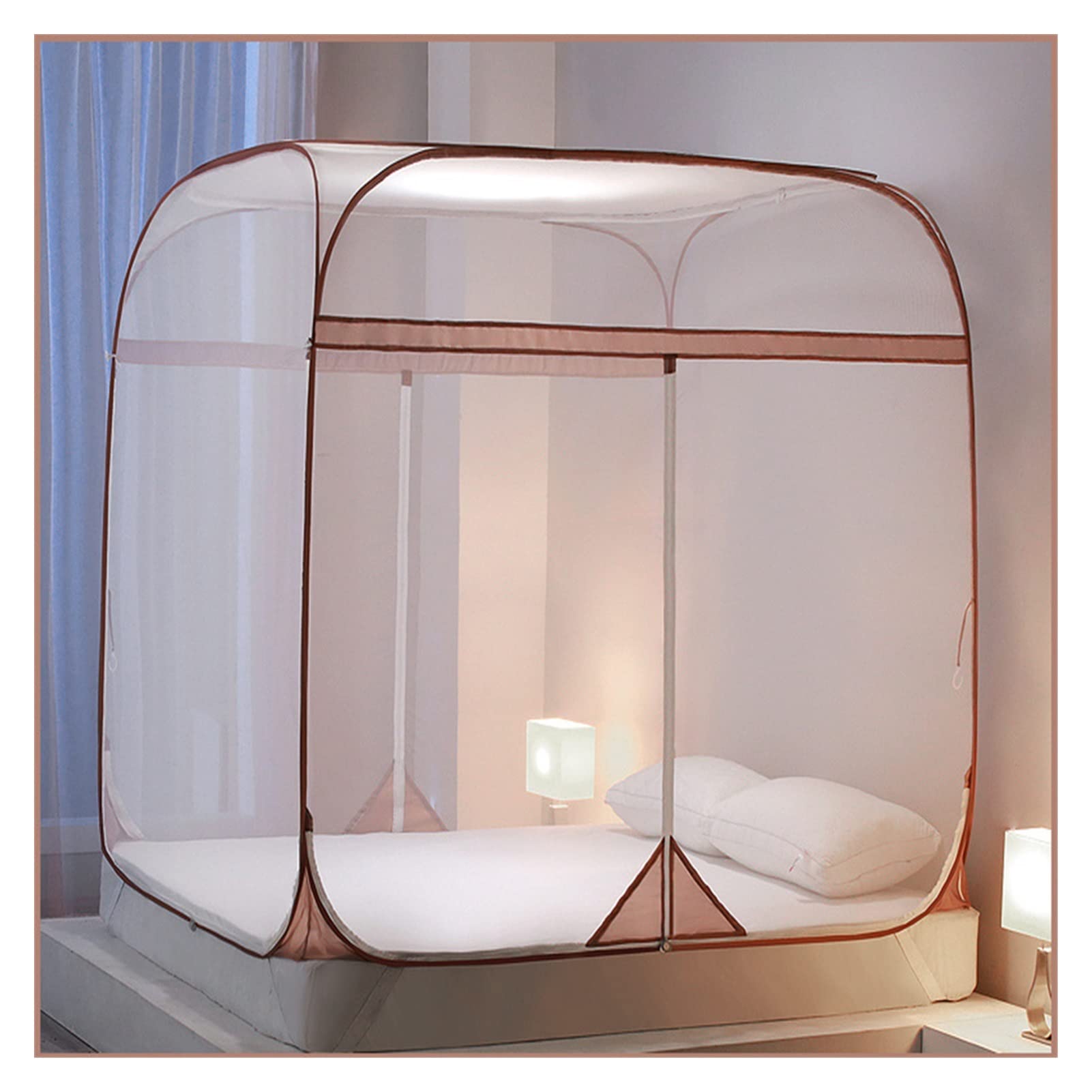 DXTFDHB Bed Canopy Square 4 Corners Netting Elegant Mosquito Net Play Tent Room Decoration Zipper Closure Bed Net Canopy Bedding(Green,1.8 * 2.2m)
