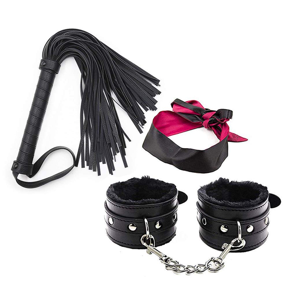 Kit d'entraînement quotidien à l'équitation 3 pièces Fouet en cuir + Bandana en soie + Protège-poignet en cuir - Kit d'entraînement pour chevaux (Noir)