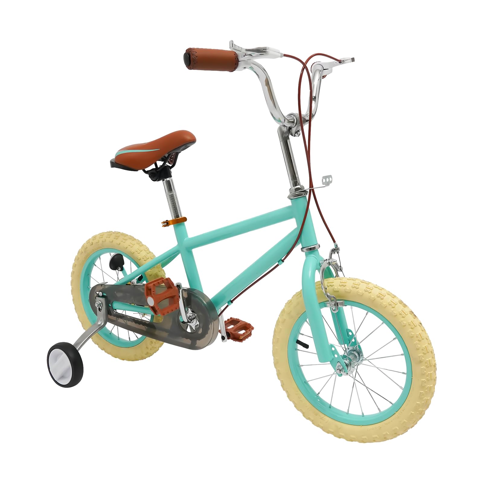 Bicicleta infantil de 14 pulgadas, con ruedas estabilizadoras, para niños y niñas a partir de 3-4 años, manillar de altura ajustable, sistema de frenado doble, capacidad de carga de 80 kg