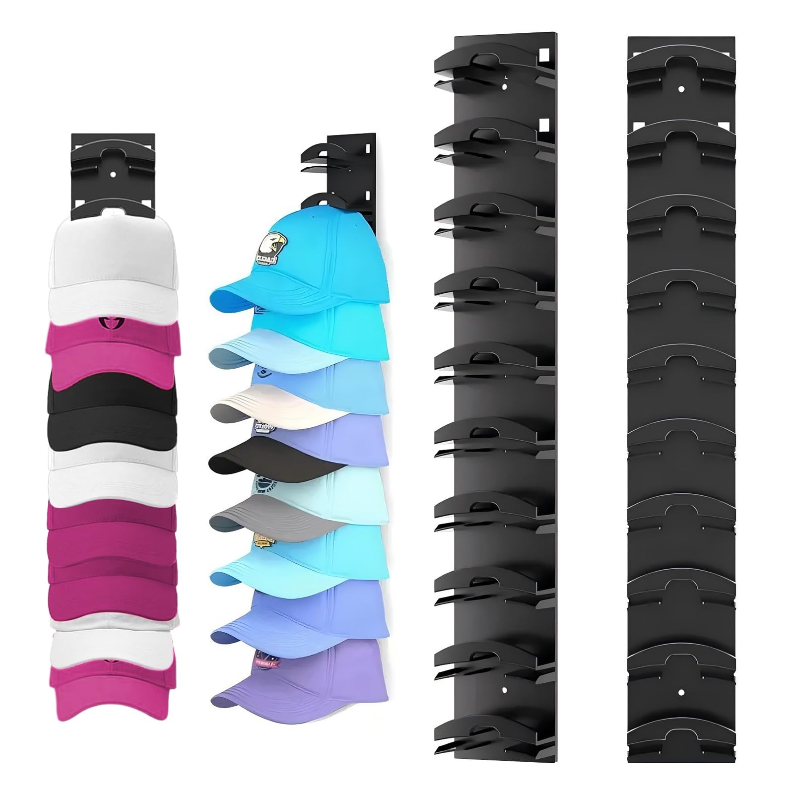 FULHANY 2 Pezzi Porta Di Cappello Autoadesivo - Espositore Cappelli - Soporte Gorras - Porta Cappelli - Nessuna Perforazione Per La Perforazione Per 20 Cappelli, Adatto Per Guardaroba/Porta/Parete