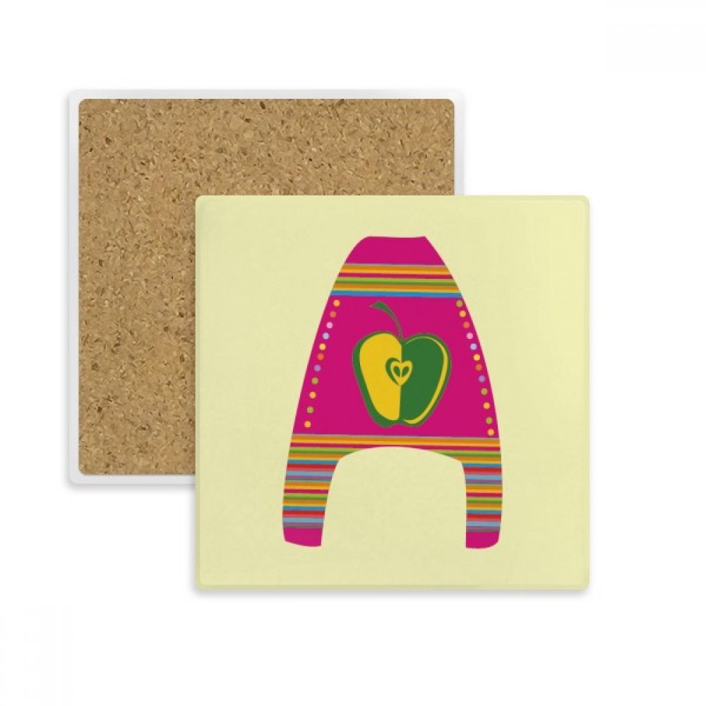 Coaster carré apple fruit pour vos pauses café dessous de verre absorbant coloré