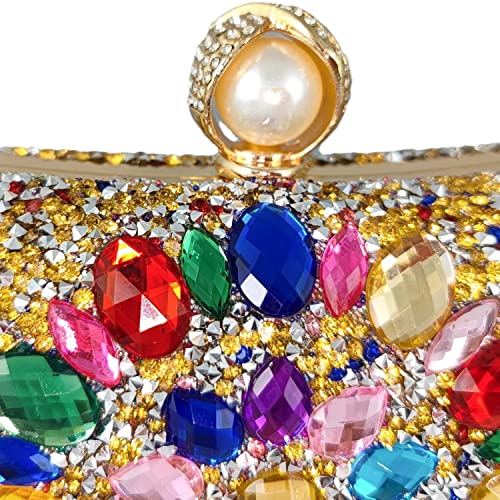 Image of Boutique De FGG Mini Pearl Clasp Crystal Clutch Purses for Women, Evening Bags Wedding Handbag, Party Rhinestone Clutch Bag