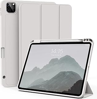 kenke Case for iPad Pro 11 Inch 4th/3rd/2nd Generation (2022/2021/2020) with Pencil Holder, Slim Trifold Smart Cover with Soft TPU Back, Support 2nd Gen Pencil Charging, Auto Sleep/Wake, Gray