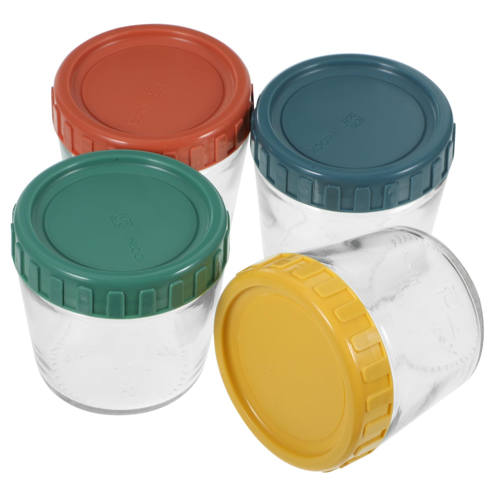 4pièces Lot De Bocaux Verre Hermétiques Pour Conservation Alimentaire Contenants Réutilisables Avec Couvercle Pour Yaourt Et Épices