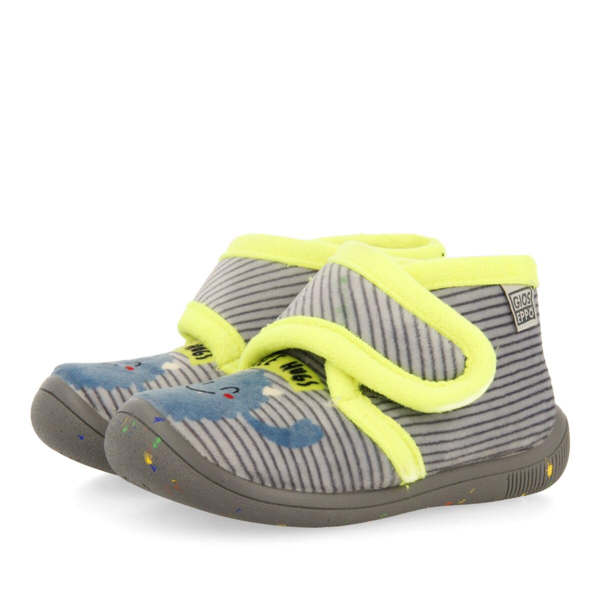 Zapatillas de Estar por casa Gris con Rayas y Detalle de monstruito para bebé galtur