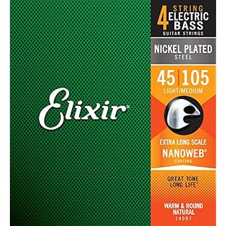 Cordes Elixir® en Acier plaqué Nickel avec revêtement NANOWEB® pour basse 4 cordes, Extra Long Scale, Light/Medium (.045… - Les Beatles, Paul McCartney, John Lennon, RIngo Starr, George Harrison
