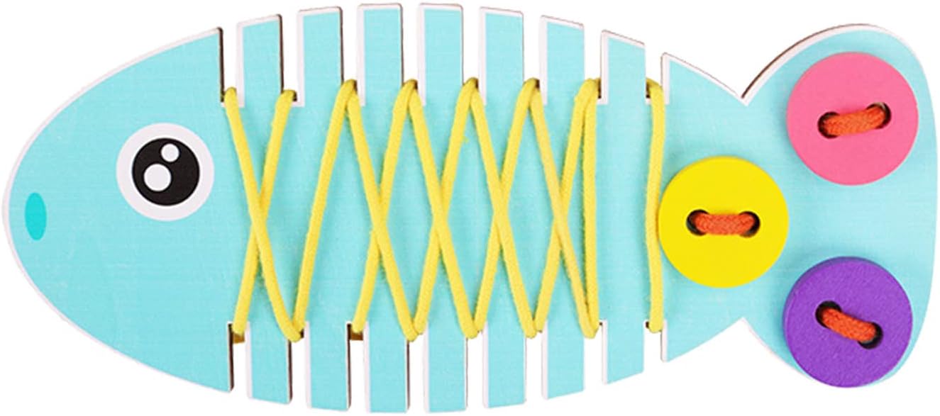 Wooden Fish Children's Fish Lacing Toy for Toddlers Fine