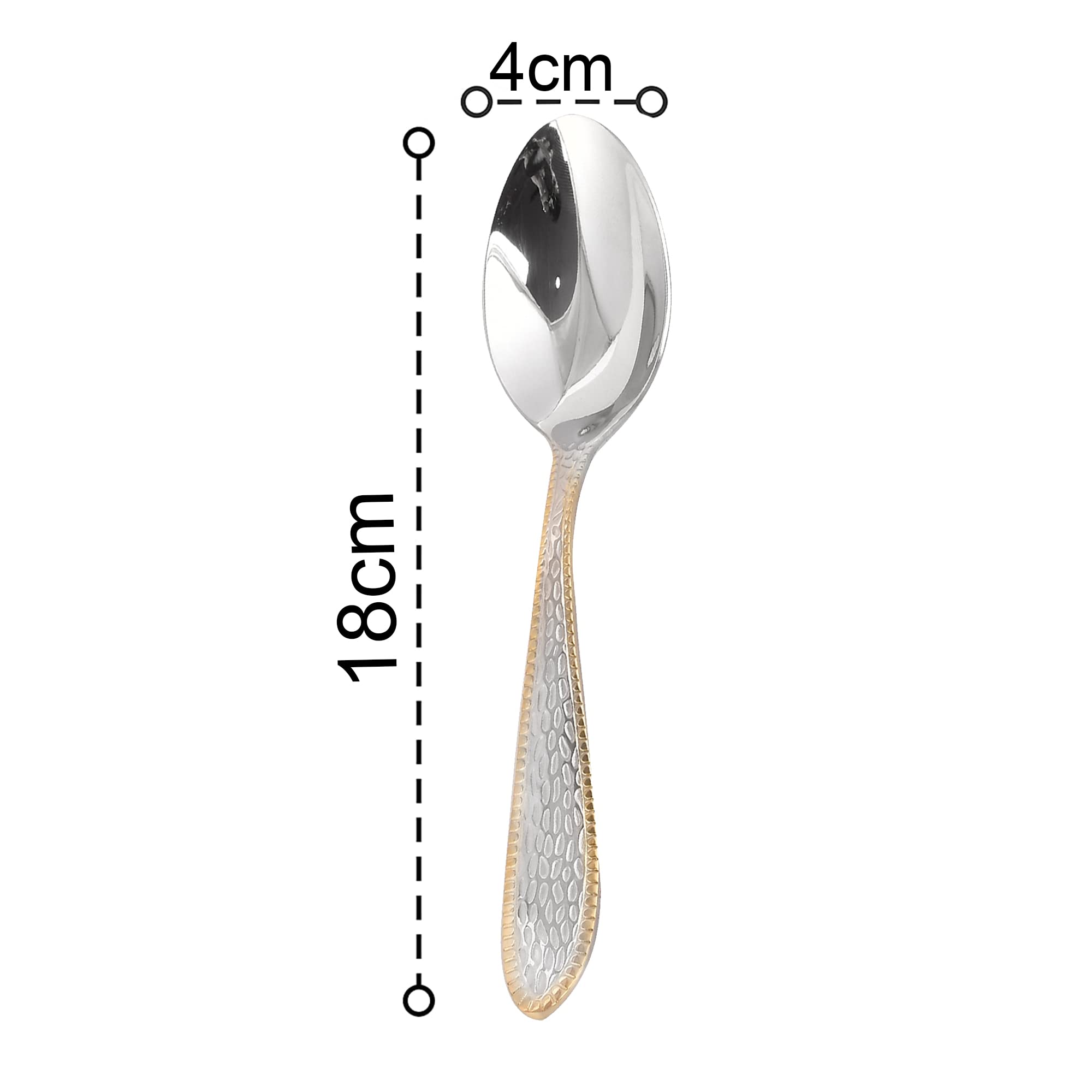 HAINE Stainless Steel Gold Bordered Textured Spoons Set of 6 (18cm) 3