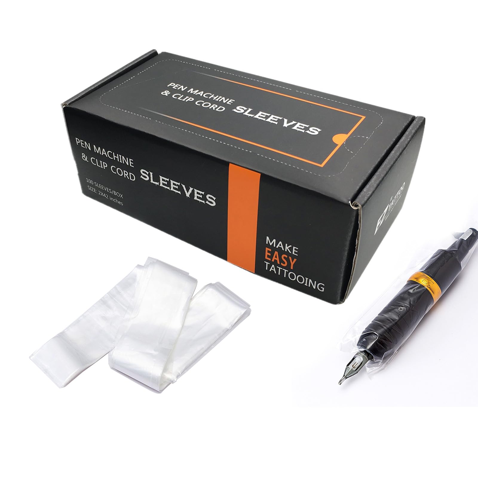 EZTAT2 Clip Cord Covers for Tattoo Cartridge Machine Pen Sleeves Clear Color Bags 100 Pcs-image-40