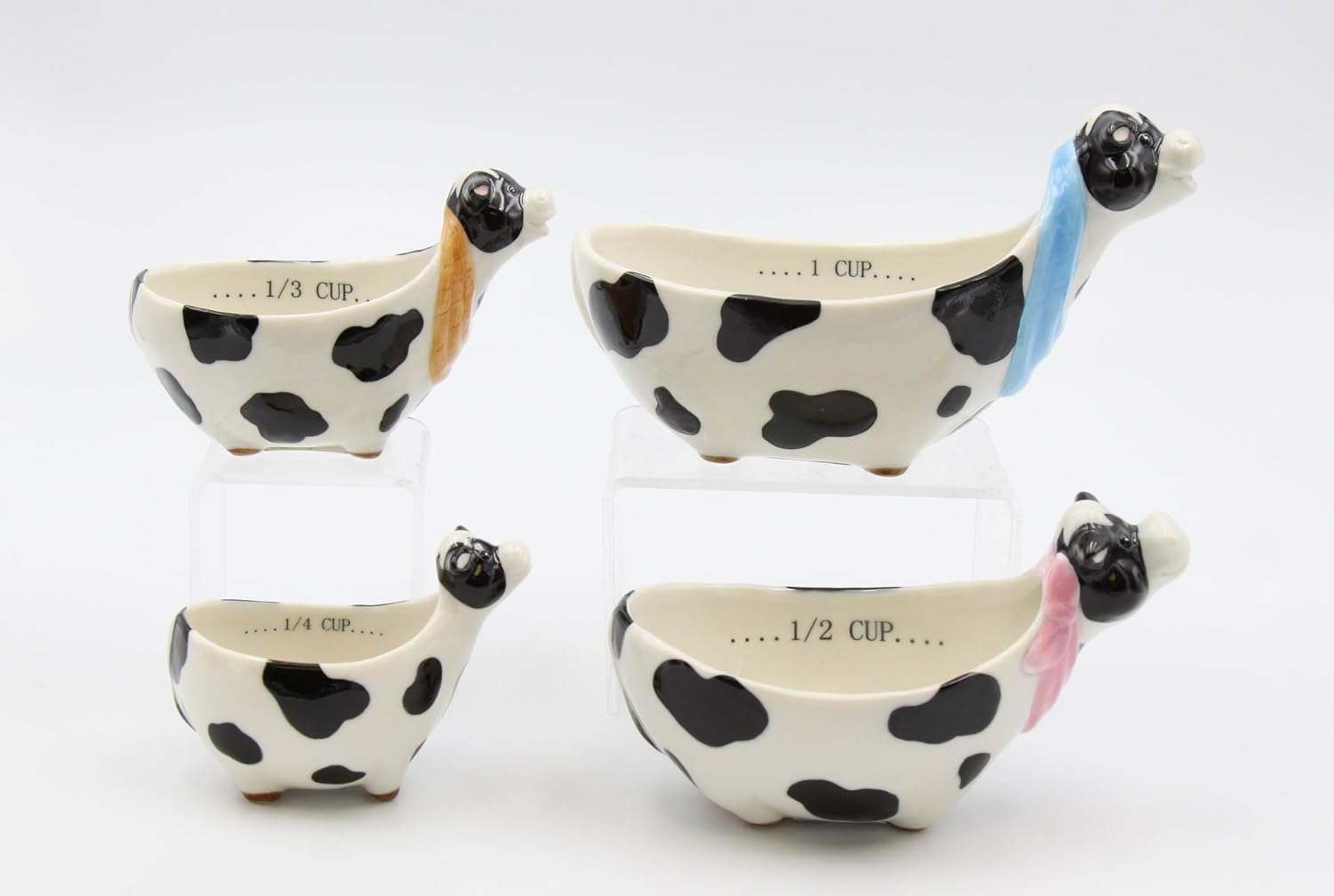 Fine Porcelain Cow Wearing Red Bandana Designs Measuring Cup Set of 4, 7" L