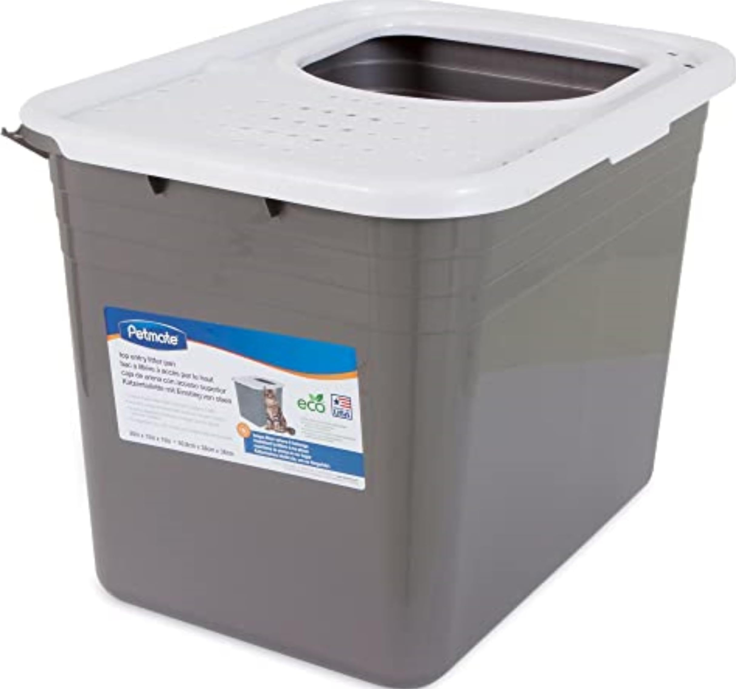 Petmate top entry cat litter box with grated lid