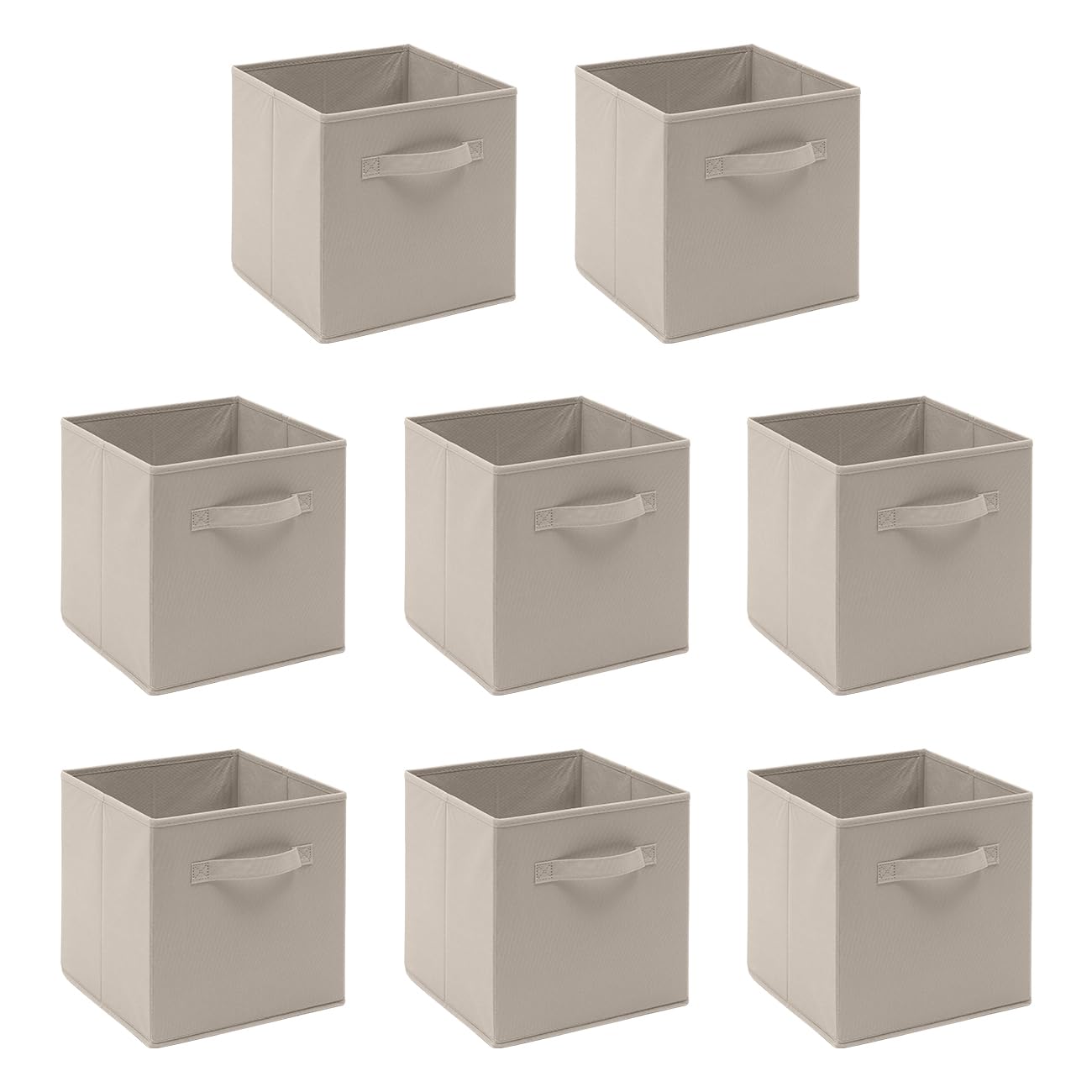 8 PCS Folding Collapsible Storage Cube Boxes for Kids Toy Clothes with Handle, Foldable Kids Canvas Unit Cube Organiser Basket Bin for Nursery Children Bedroom Wardrobe (Pack of 8, Beige)