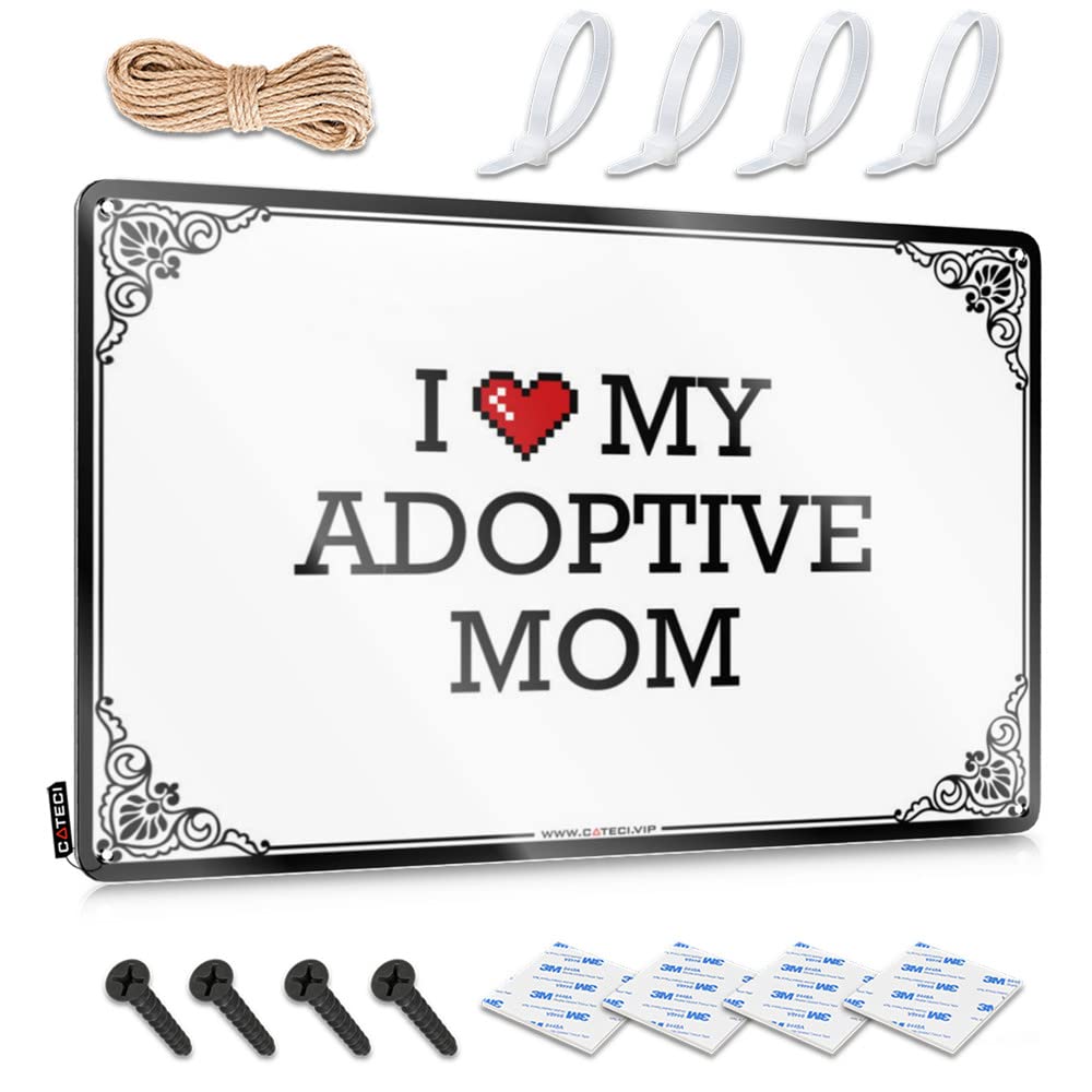 Work Fun Decoration - I Love My Adoptive Mom Rustic Wall Art Haves Easy Hang For Slow(20X30CM)