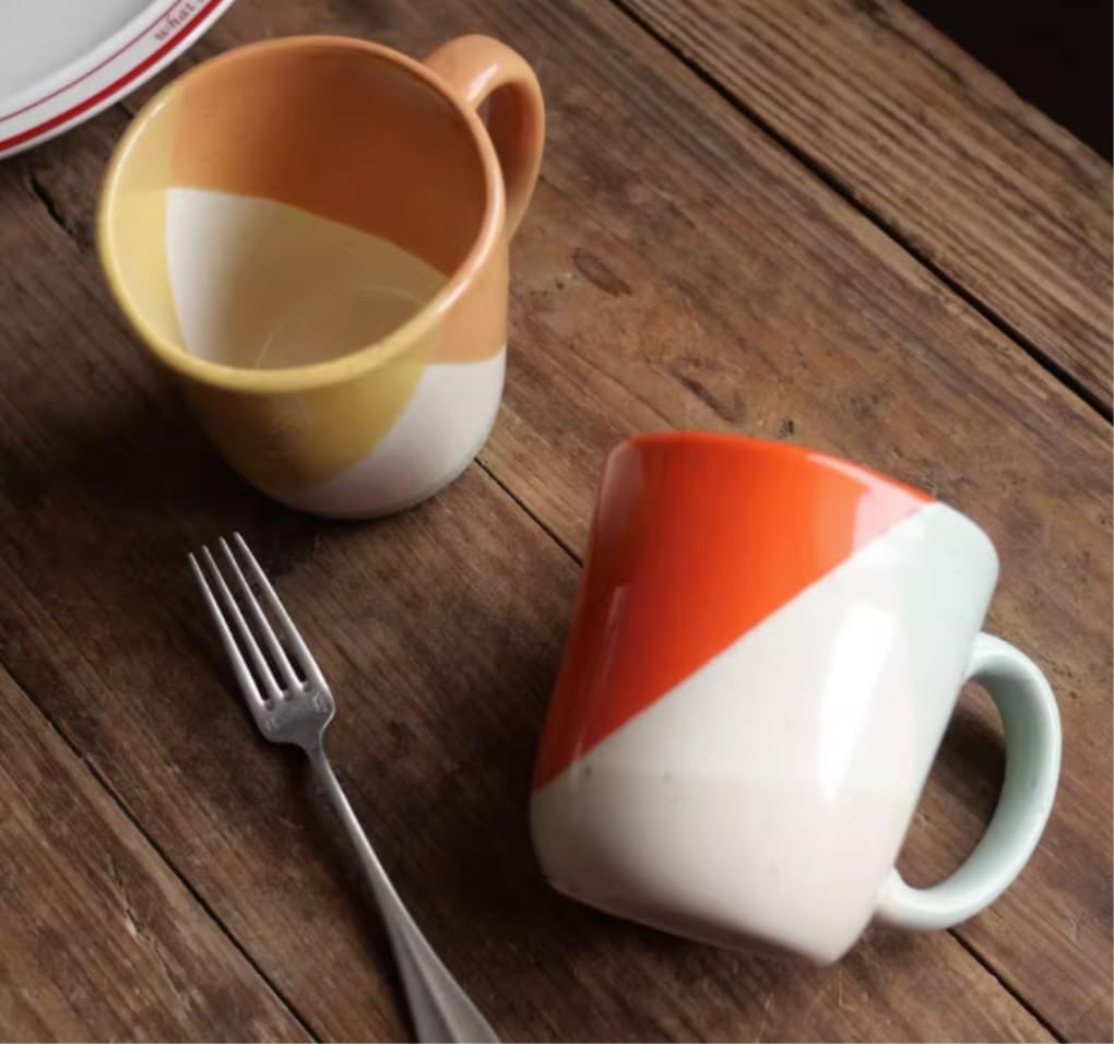 Taza de Café de Té Tazas De Cerámica Gruesa De Estilo Europeo, Taza De Cerámica Contrastante, Taza De Leche Para Café, Taza Para Beber En La Oficina para té de la tarde(B)
