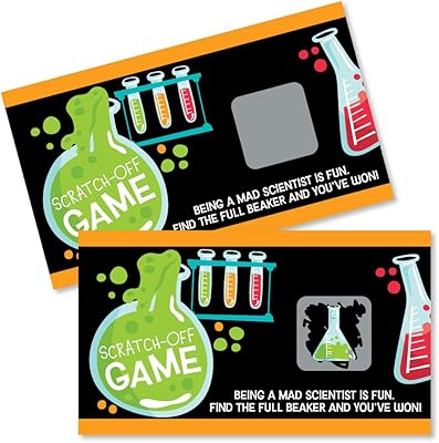 Big Dot of Happiness Scientist Lab - Mad Science Baby Shower or Birthday Party Game Scratch Off Cards - 22 Count