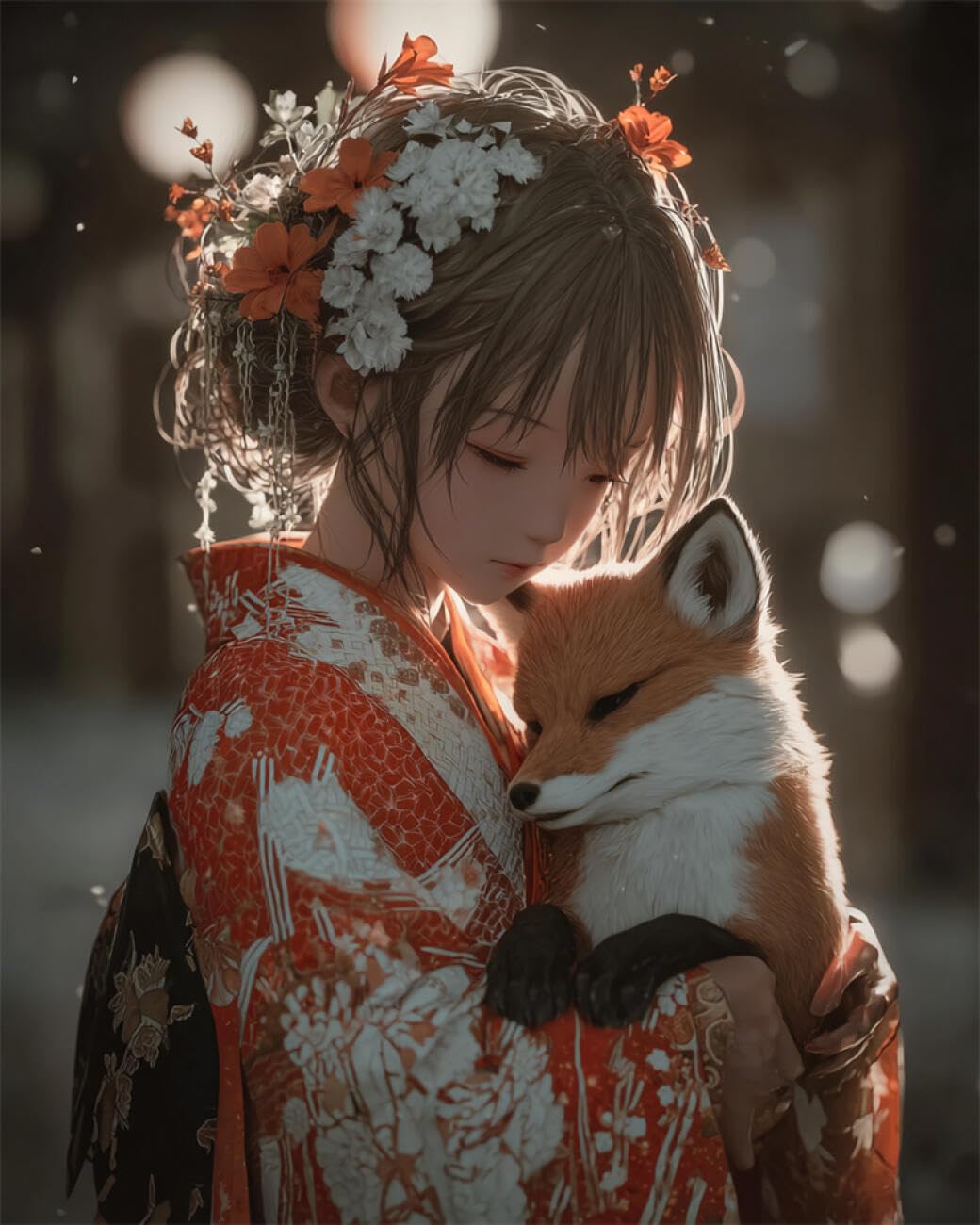 RKFLGEW 14CT Cross Stitching Kit Cartoon Kimono Girl Embroidery Kit for Beginners Adult DIY Cross Stitches Needlepoint Set Home Decoration 40x50cm