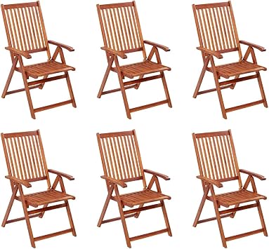 Folding Patio Chairs 6 pcs Solid Acacia Wood,Folding Chair,Lawn Portable,for Out Door Indoor Use for Porch, Yard, Balcony
