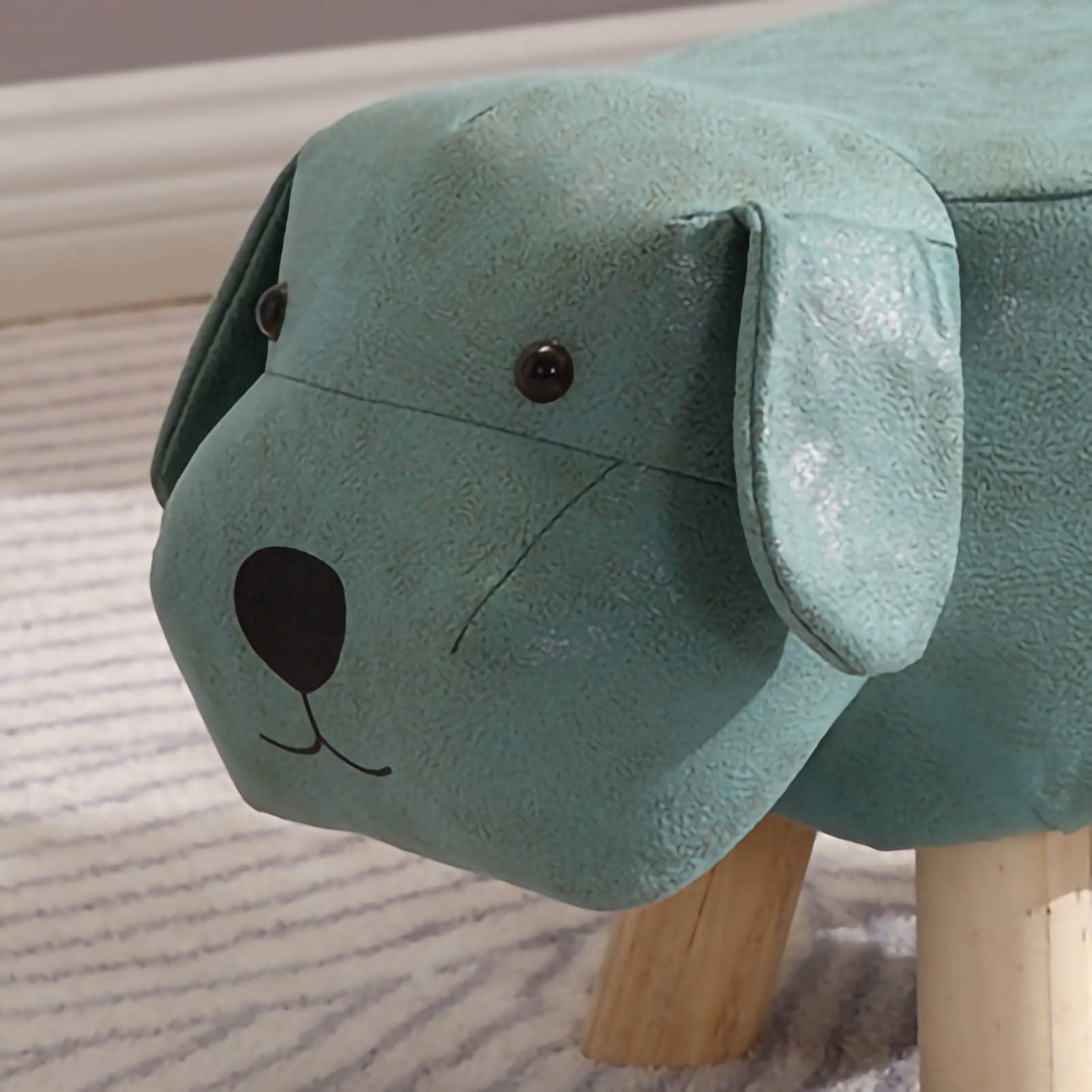 Sgabelli Bassi in Legno per Bambini Sgabello per Bambini Simpatico Cartone Animato Sgabello a Forma di Cane Piccolo per la Scuola Materna Domestica (Verde Chiaro)