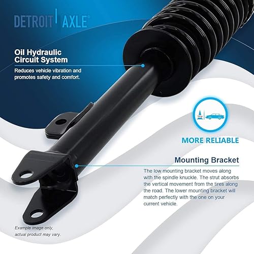 Miniatura 4 de Detroit Axle - Barras estabilizadoras de resorte helicoidal de los puntales delanteros RWD Reemplazo de los amortiguadores traseros para Dodge