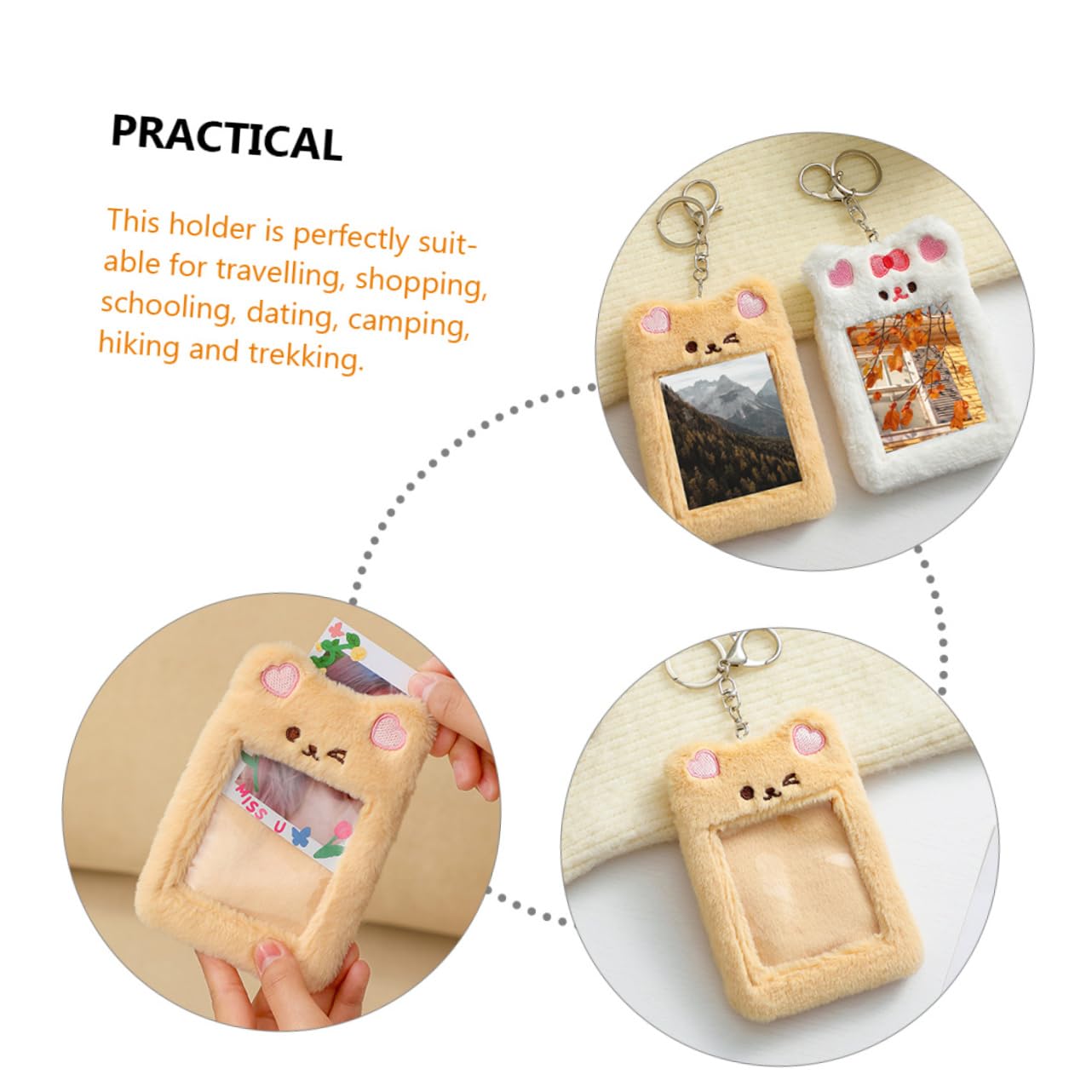 ULTECHNOVO 5pezzi Portachiavi Trasparente Con Portafoto Peluche Porta Carte Slim Per Borse Portamonete Pratico e Leggero Per Studenti Compleanni e Eventi Speciali