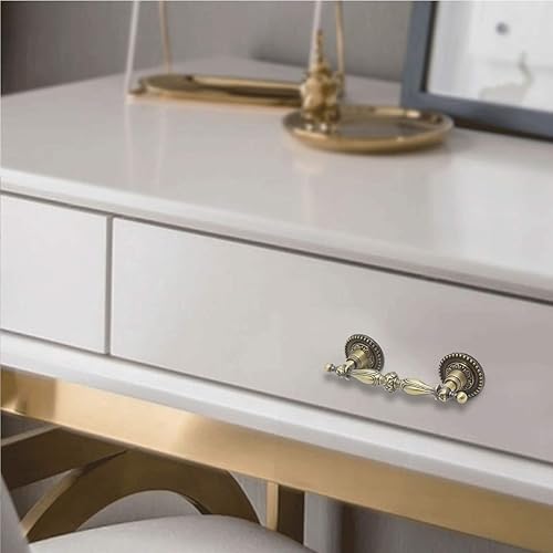 Miniatura 5 de GOLDENTIMEHARDWARE Paquete de 6 tiradores de gabinete de 2.5 pulgadas, tiradores de cajón de bronce antiguo, estilo europeo vintage, manija de