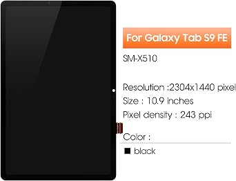 Screen for Samsung Galaxy Tab S9 FE Screen Replacement for Samsung Tab S9 FE Tablet LCD Screen SM-X510,SM-X516B Touch Display Digitizer Assembly Repair Parts(Black No Frame)