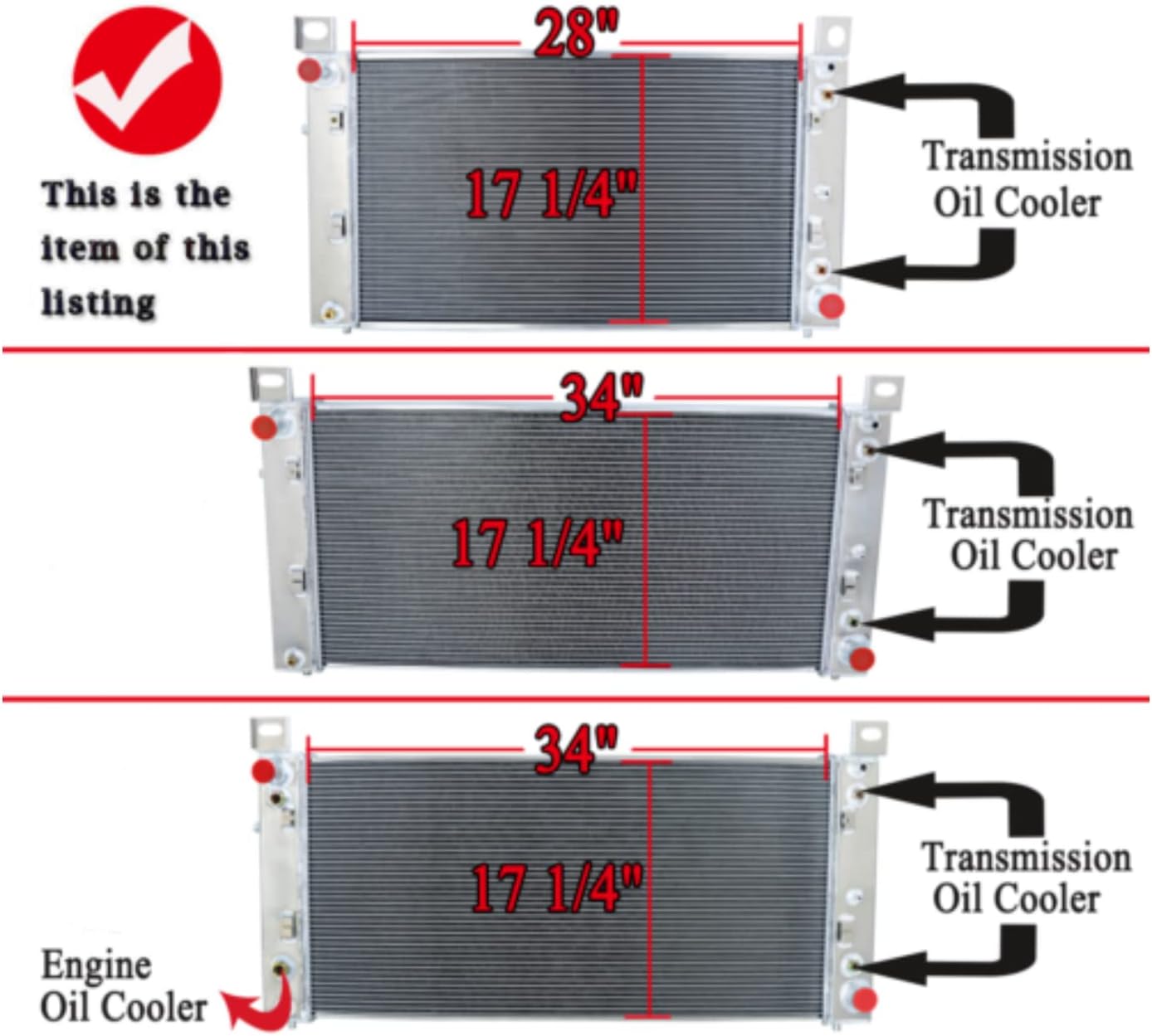 3 Row Aluminum Radiator for 1999-2013 Chevy Silverado 1500 2500/GMC Sierra 1500 CU2334 Suburban Taho Yukon XL Cadillac V6 V8 Pickup Radiators