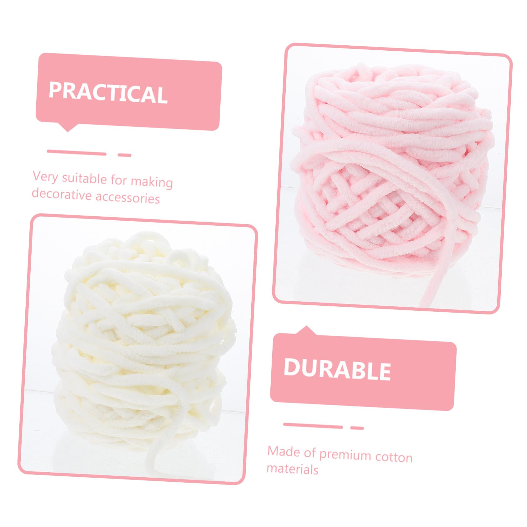 ARTIBETTER 4 Gomitoli di Lana Morbida per Maglia a Mano Colori Pastello Bianco Latte Rosa Azzurro Filo Naturale Traspirante per Sciarpe Cappelli e Accessori Fai da Te