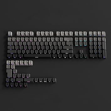 PBT Key Caps - Side Printed Key Cap Set, Double Shot Shine Through Custom Key Cap, Gradient Key Cap 130 Keys, Minimalist For Mechanical Keyboard, Black 1-OEM