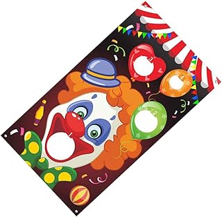 INOOMP Clown Throwing Hanging Flags Sandbag Game Flags Funny Outdoor Throwing Game Circus Troup Sandbag Game Flags ( 3pcs Random Color Sandbags Number 5 Style )
