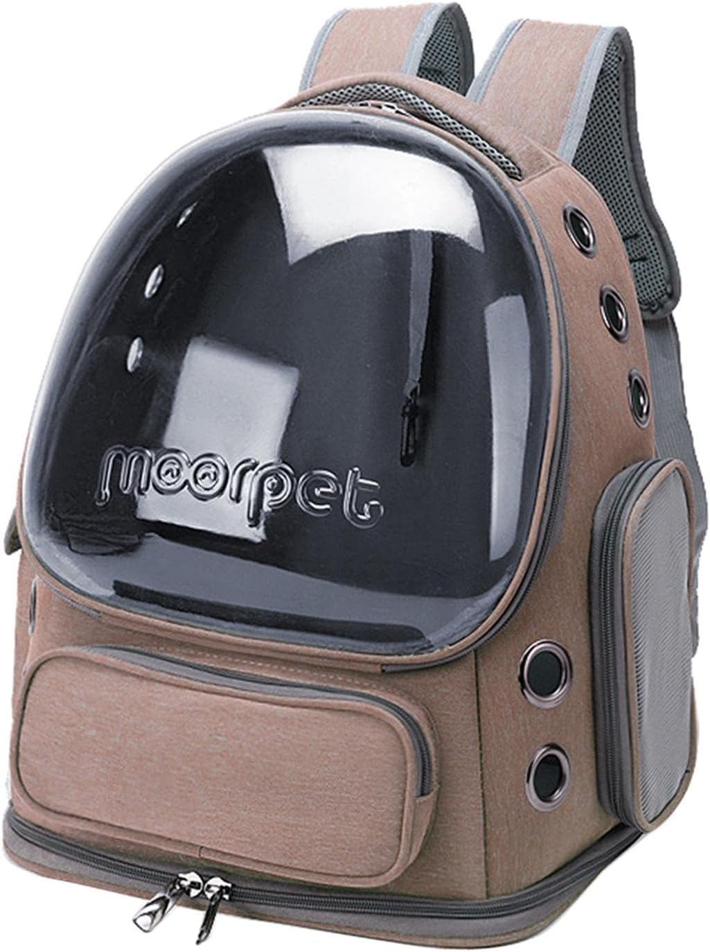 Katzenrucksack, Luftpolster-Tragetasche, Hunderucksack für kleine, mittelgroße Haustiere, Wanderrucksack (Khaki)