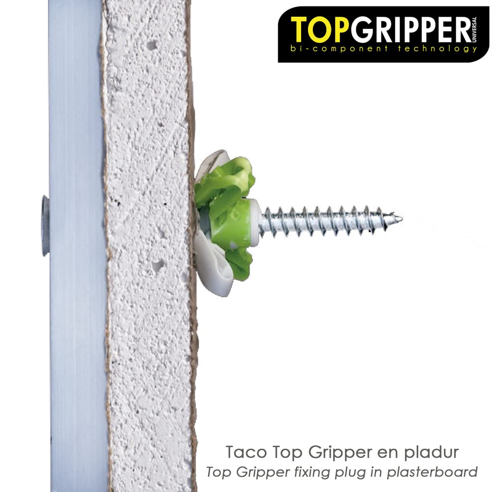 WOLFPACK LINEA PROFESIONAL - Cubo Tacos Topgripper Bimaterial Con Tornillos Ø 6 mm. 250 Piezas Taco Anclaje Universal, Taco Hormigon, Taco Pladur