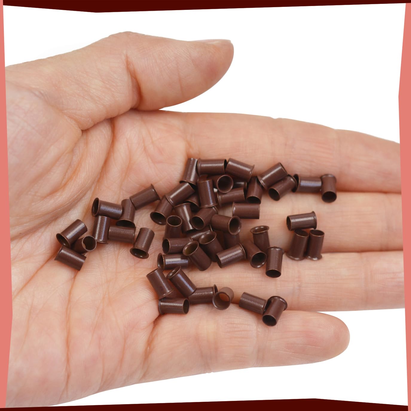 YTBYT 200 Pcs 3.4 mm Micro Link Ring Copper Tubes Beads Non-Silicone Micro Link Beads for I-Tip Hair Extensions (Brown) - Image 4