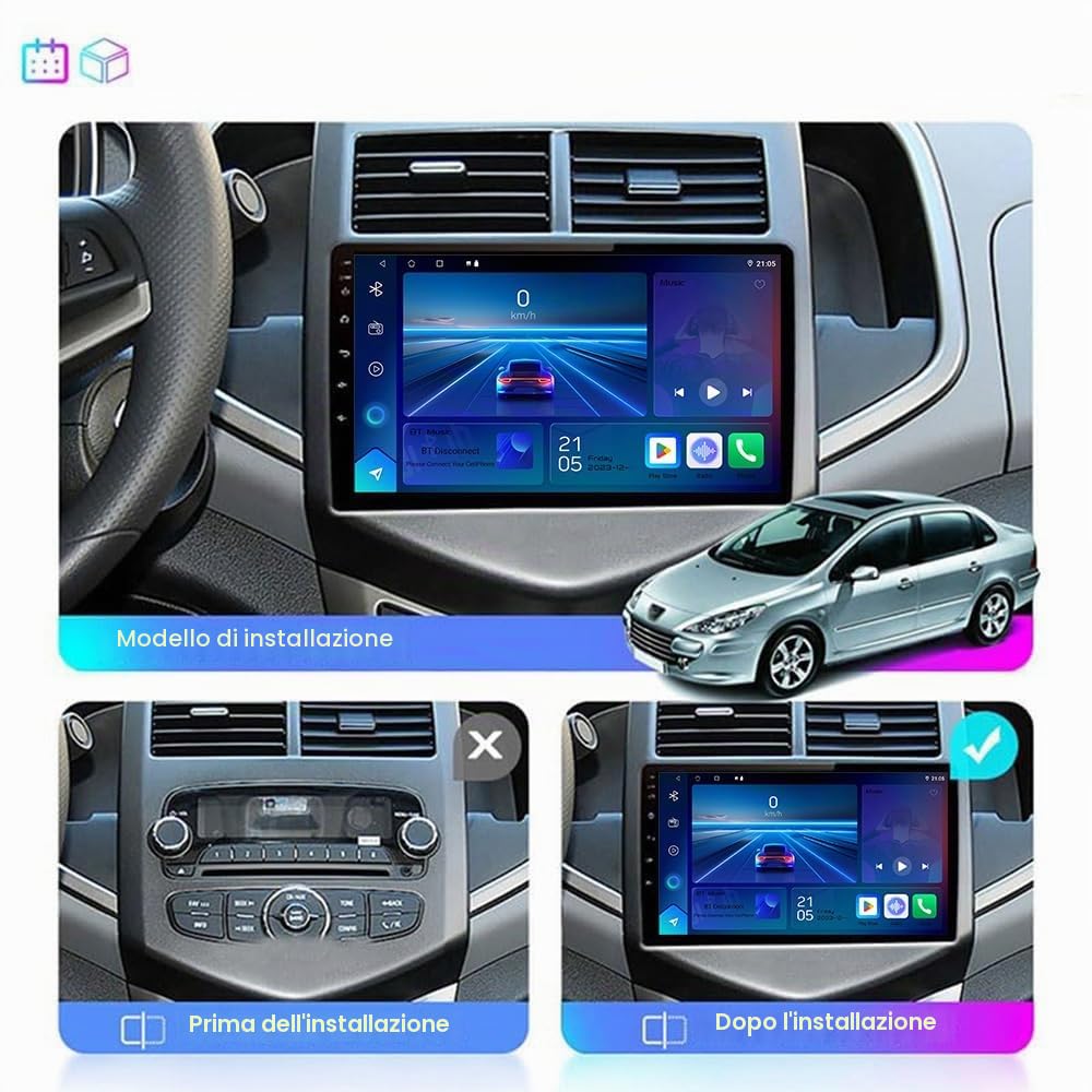per Chevrolet Aveo 2011-2013 Autoradio 14 GPS Navigazione Music 9 Pollice Video 1080P HD Touch Multimedia Schermo DSP Touch Capacitivo FM MA 12V Dab Chiamate in Vivavoce MP5 SWC
