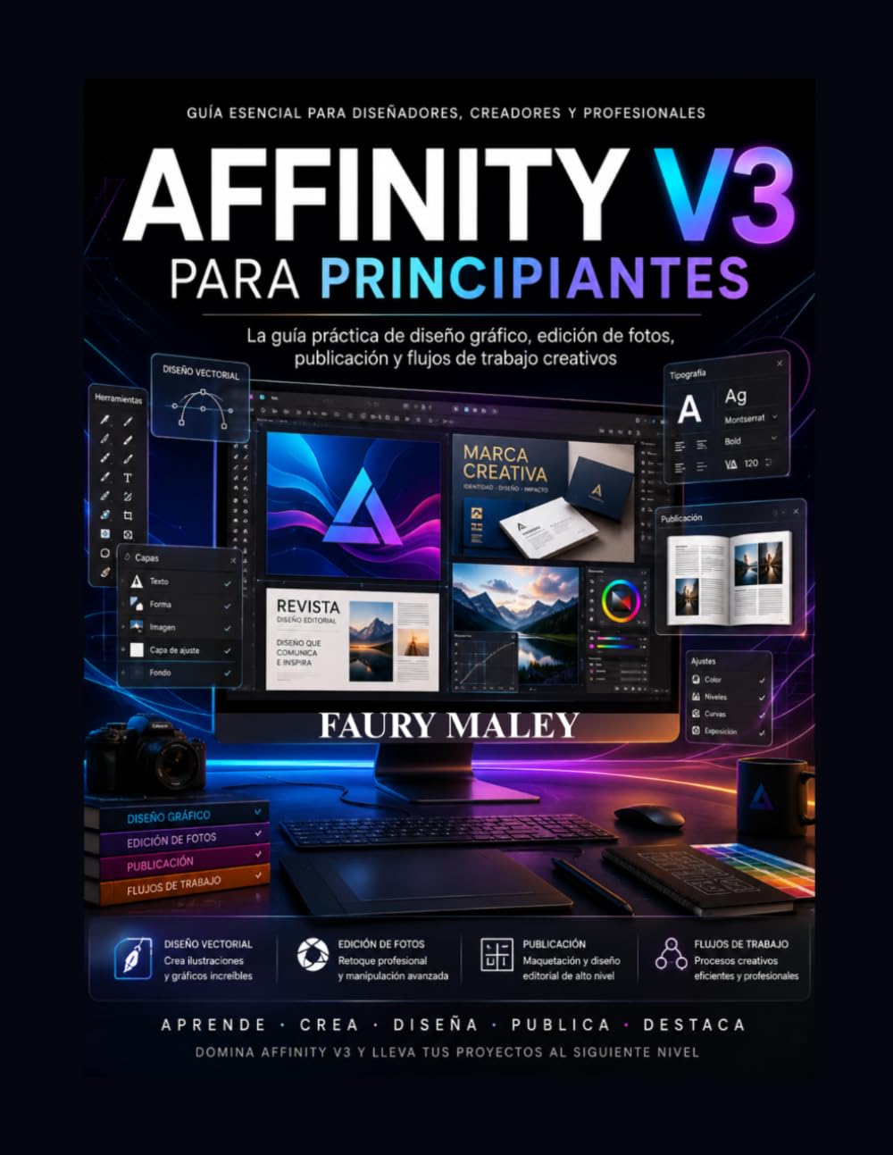 Affinity V3 para principiantes: Guía práctica para el diseño gráfico, la edición fotográfica, la publicación los flujos de trabajo creativos