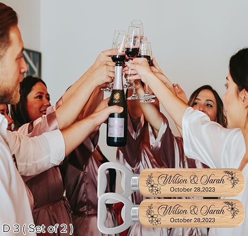 Vista 20 de Personalized Bottle Openers, Wooden Custom Couple's Names & Date Openers for Wedding Gift, Idea Gifts for Wedding (Set of 6)