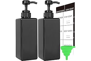 Black Soap Dispenser with Waterproof Labels: The Perfect Kitchen and Bathroom Accessory