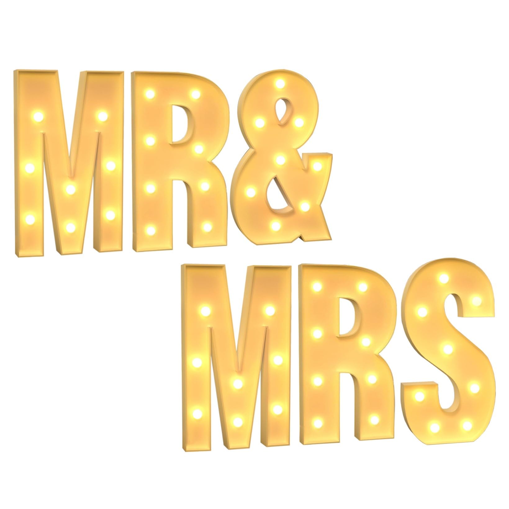 Letras grandes iluminadas de MR & Mrs, MR & Mrs, mosaico de luz para compromiso, boda, aniversario, día de San Valentín, fiesta, 120 cm
