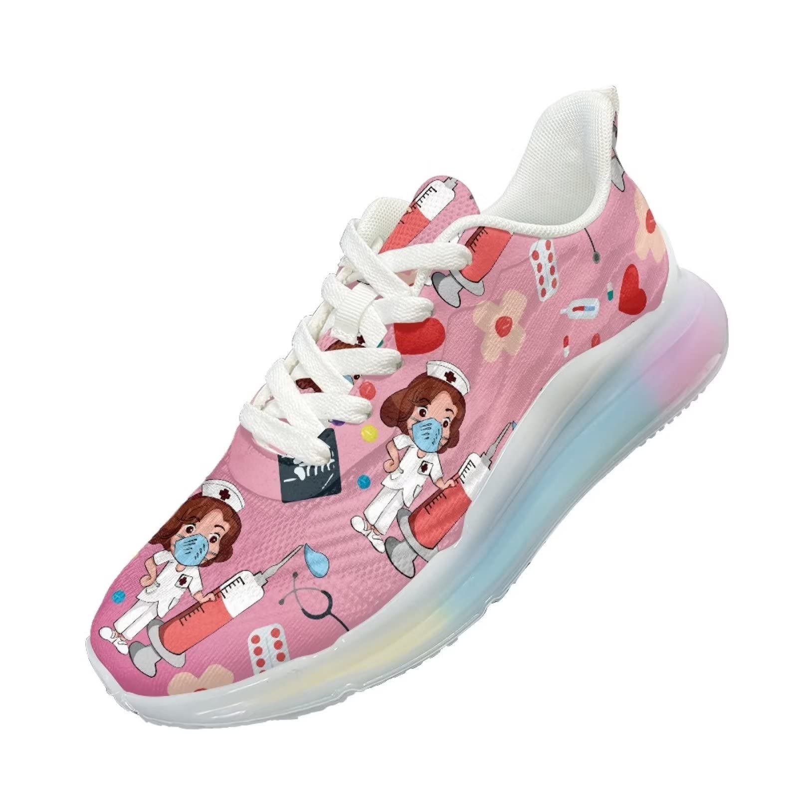 Buty sportowe damskie sportowe sportowe wsuwane trampki damskie buty treningowe oddychające lekkie buty do biegania, pielęgniarka 7, 42 EU