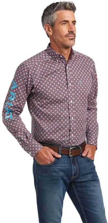 ARIAT Men's Paxton Stretch Fitted Long Sleeve Shirt, White