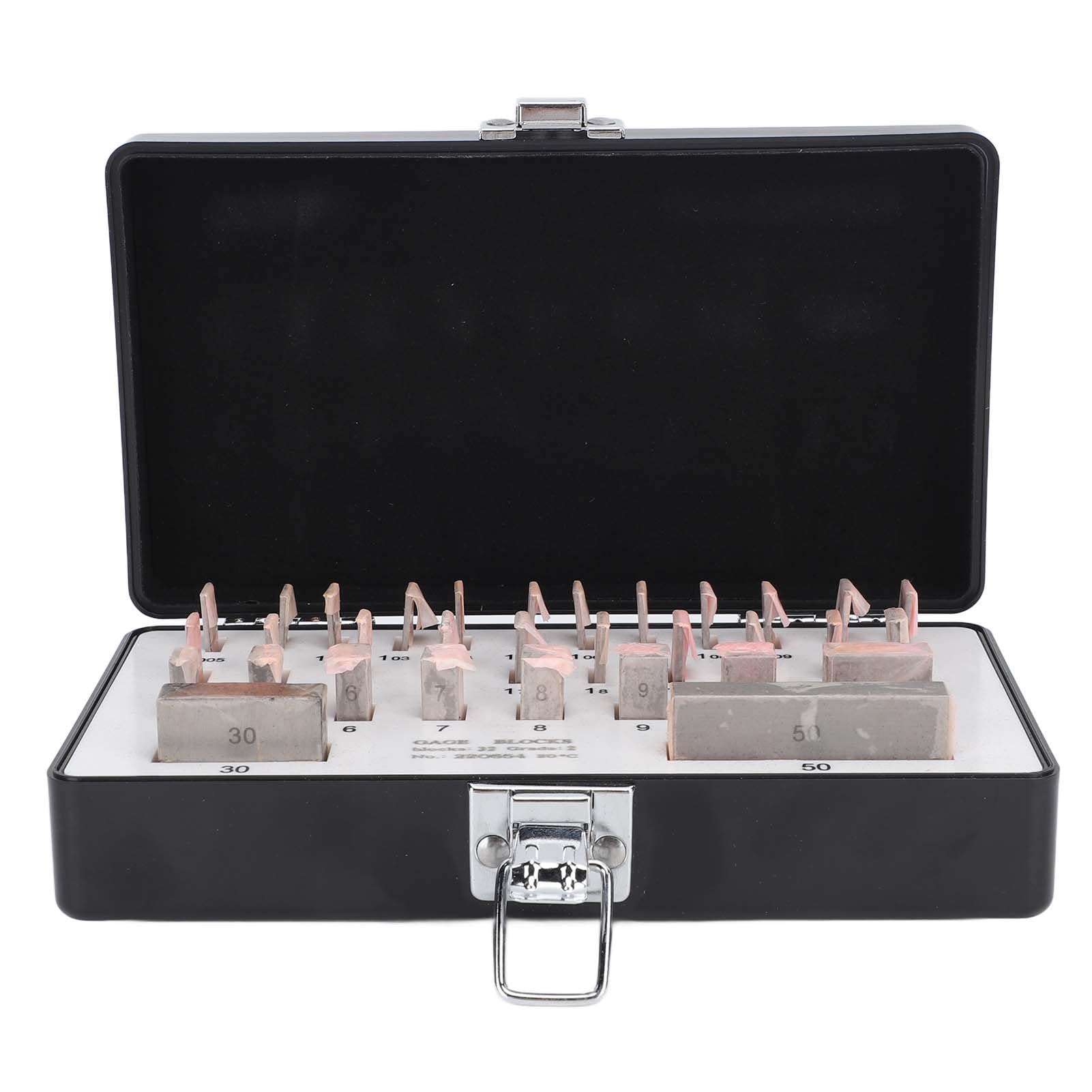 Juego de bloques patrón de acero de alta precisión de 32 piezas Kit de medición de precisión para calibración y prueba de instrumentos Herramienta portátil duradera con estuche de