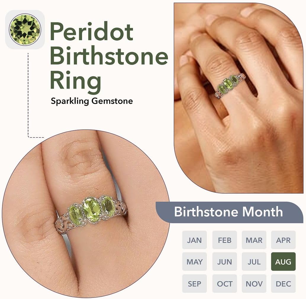 SHOP LC DELIVERING JOY 3 Birthstone Rings for Women in 925 Sterling Silver with Platinum Plating - Mothers Daughters Promise Engagement Rings - Gemstones Jewelry for Her Anniversarys Gifts for Women