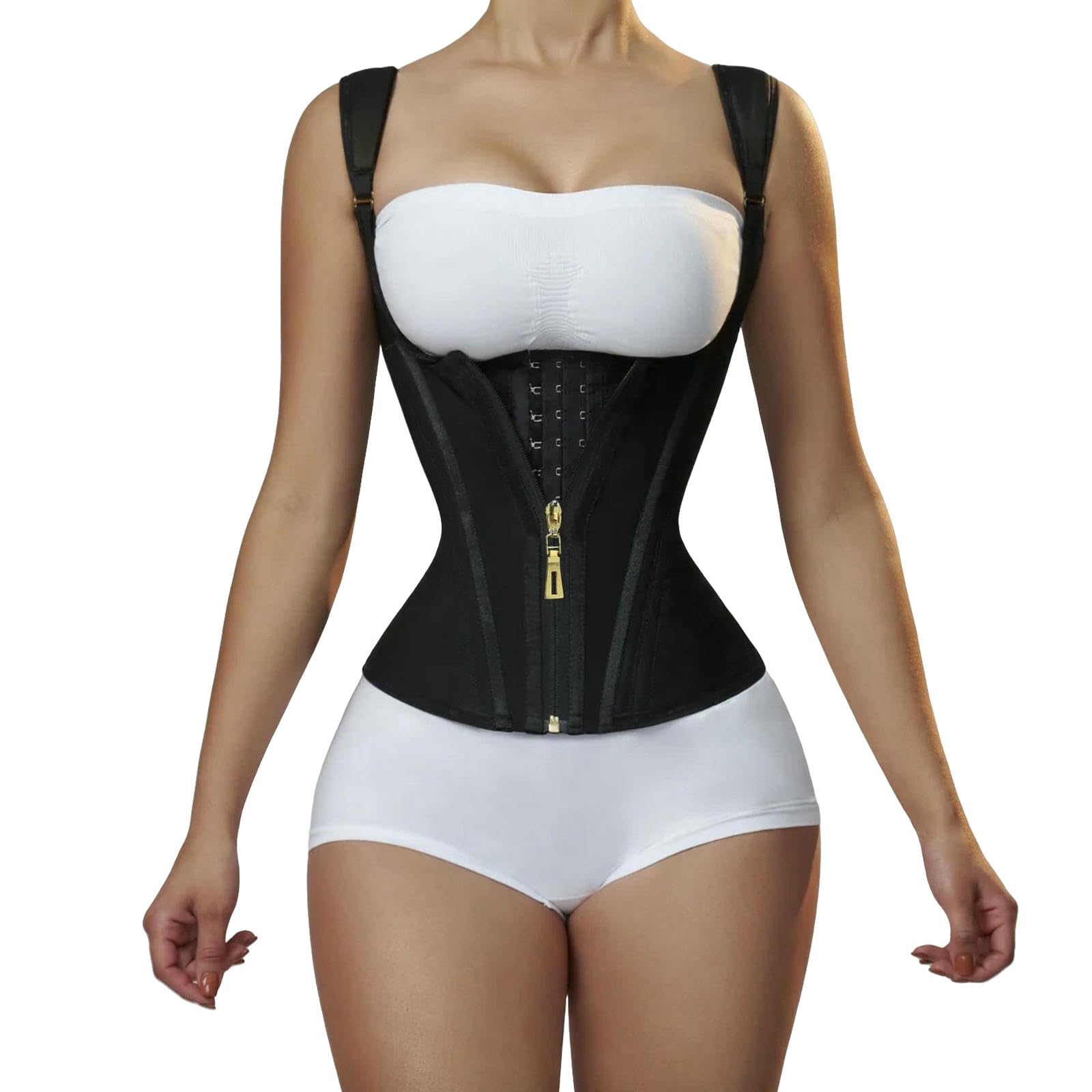 Gyios Corset Waist Trainer For Women, Tummy Control Sports Girdle, Workout Body Shaper With Adjustable Shoulder Strap-black-s