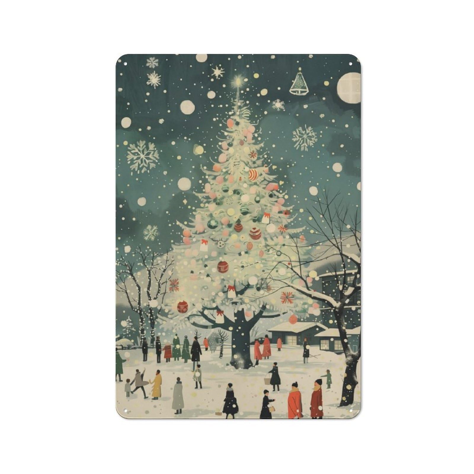 Junmoney Christmas09 Retro-Style Metal Plaque 30X20cm For Kitchen Or Home Bar, Gift For Home Bar Enthusiasts During The Christmas Season