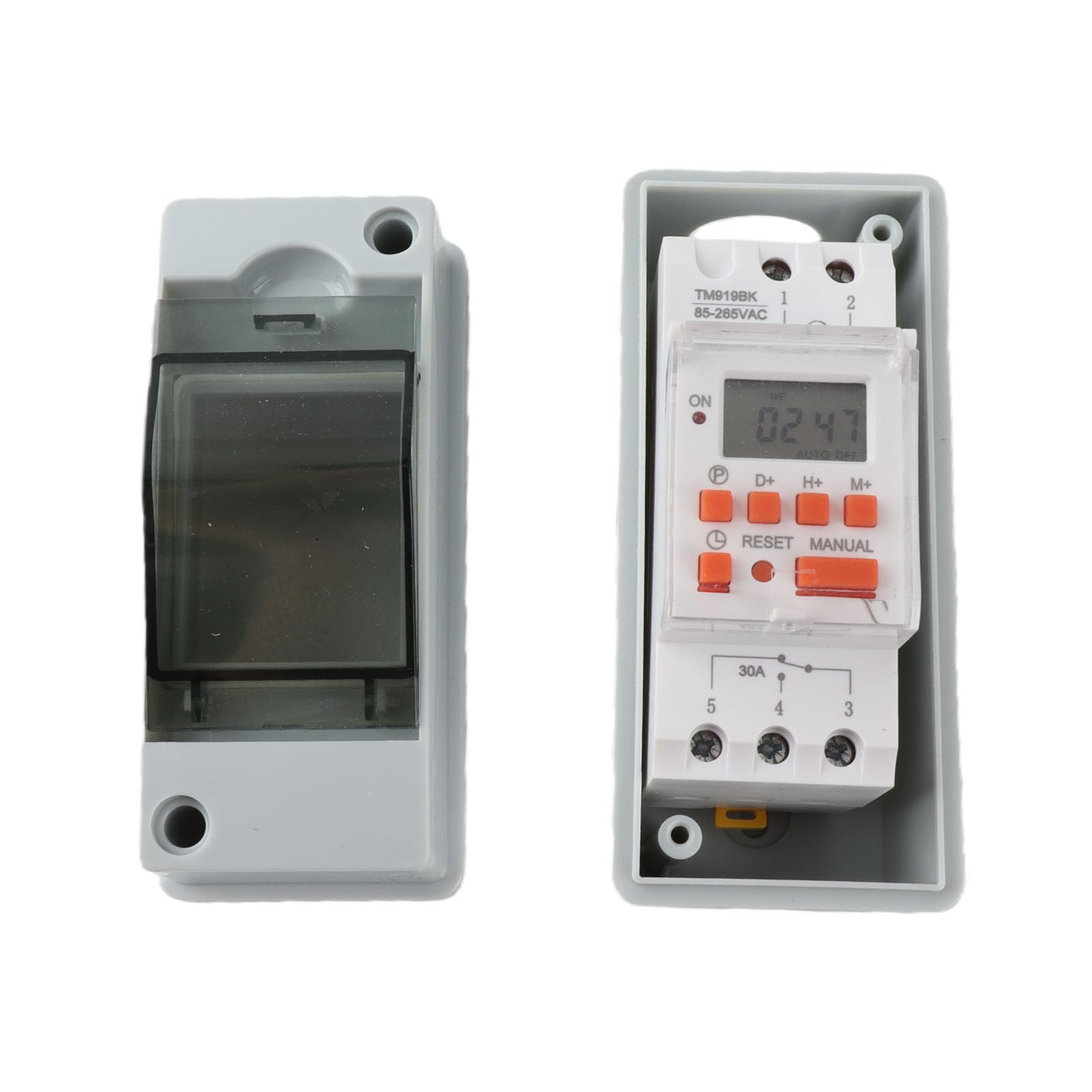 Zeitschaltuhr, 7 Tage, 18 Ein-Aus-Zeitpläne, programmierbare LCD-Anzeige, digitale Zeitschaltuhr mit versiegelter Box, AC85-265 V