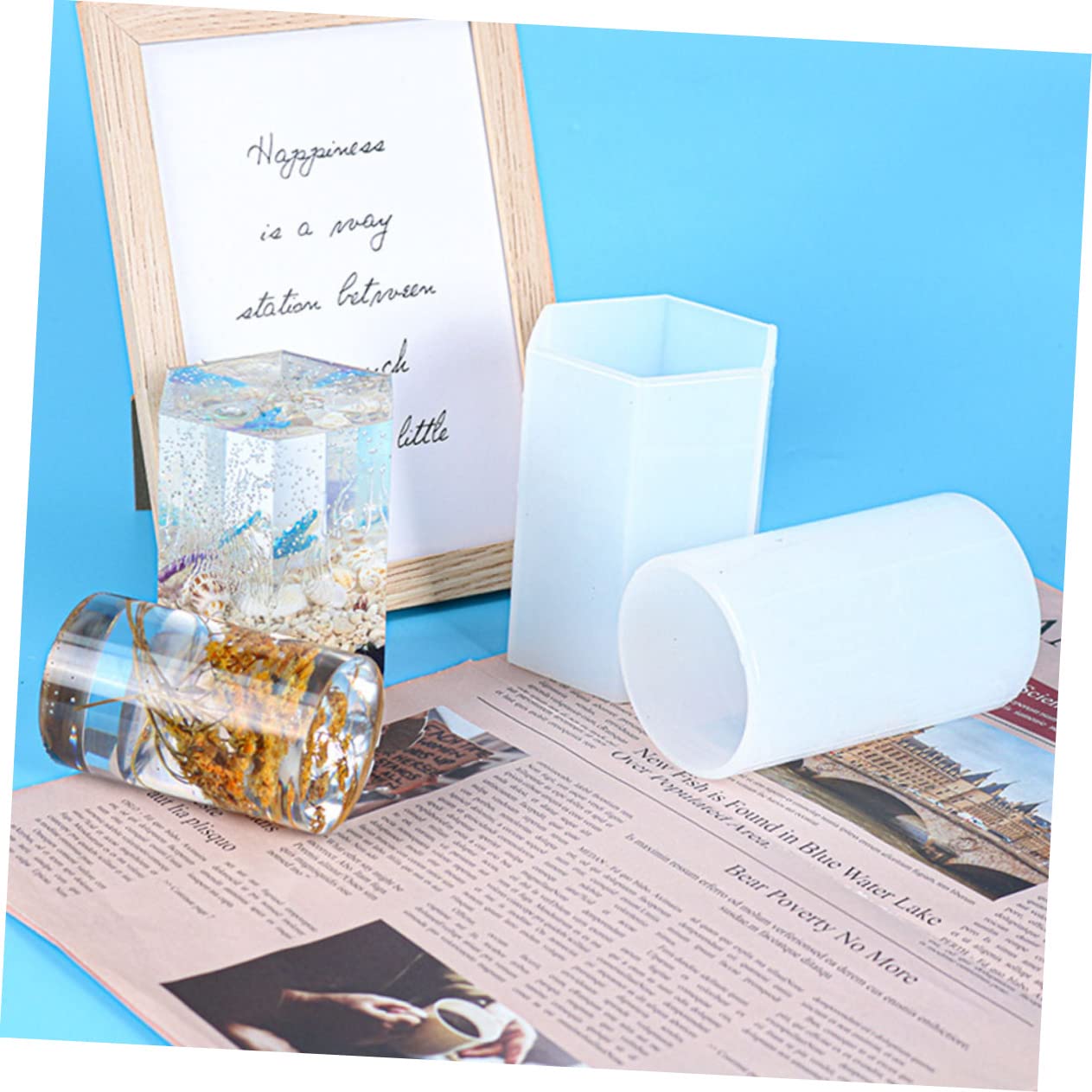 Stampo Candele Cilindriche Esagonali in Silicone 4 Pezzi